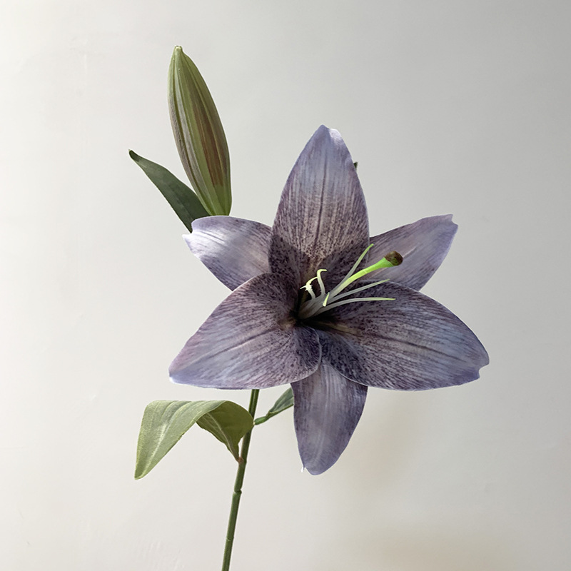 3D printing Artificial Lily with one flower and one bud Purple