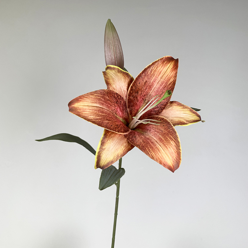 3D printing Artificial Lily with one flower and one bud Color:Tangerine