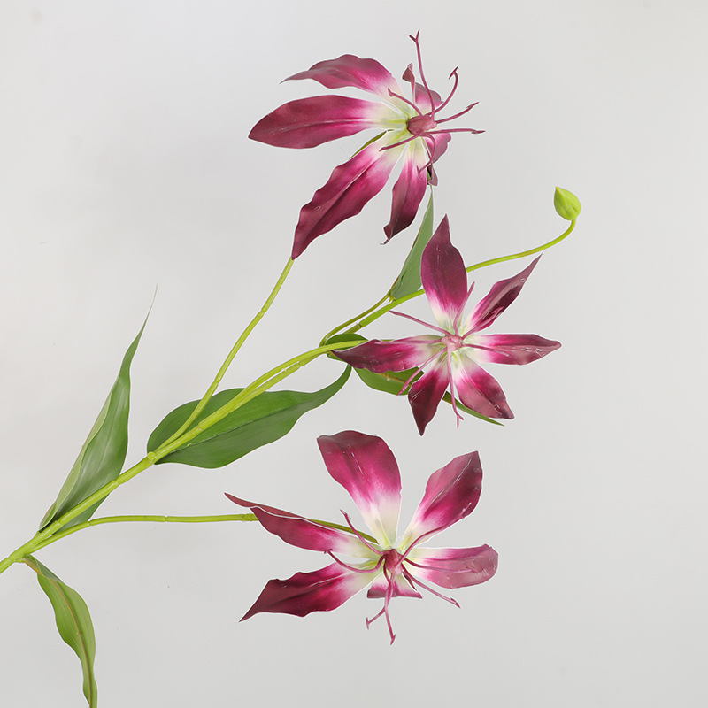 artificial lily fake flowers, flame lily   Color:Claret