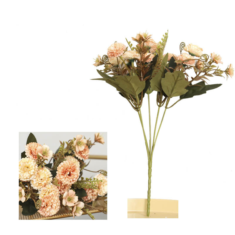 aritificial 5-fork carnation bouquet Champagne