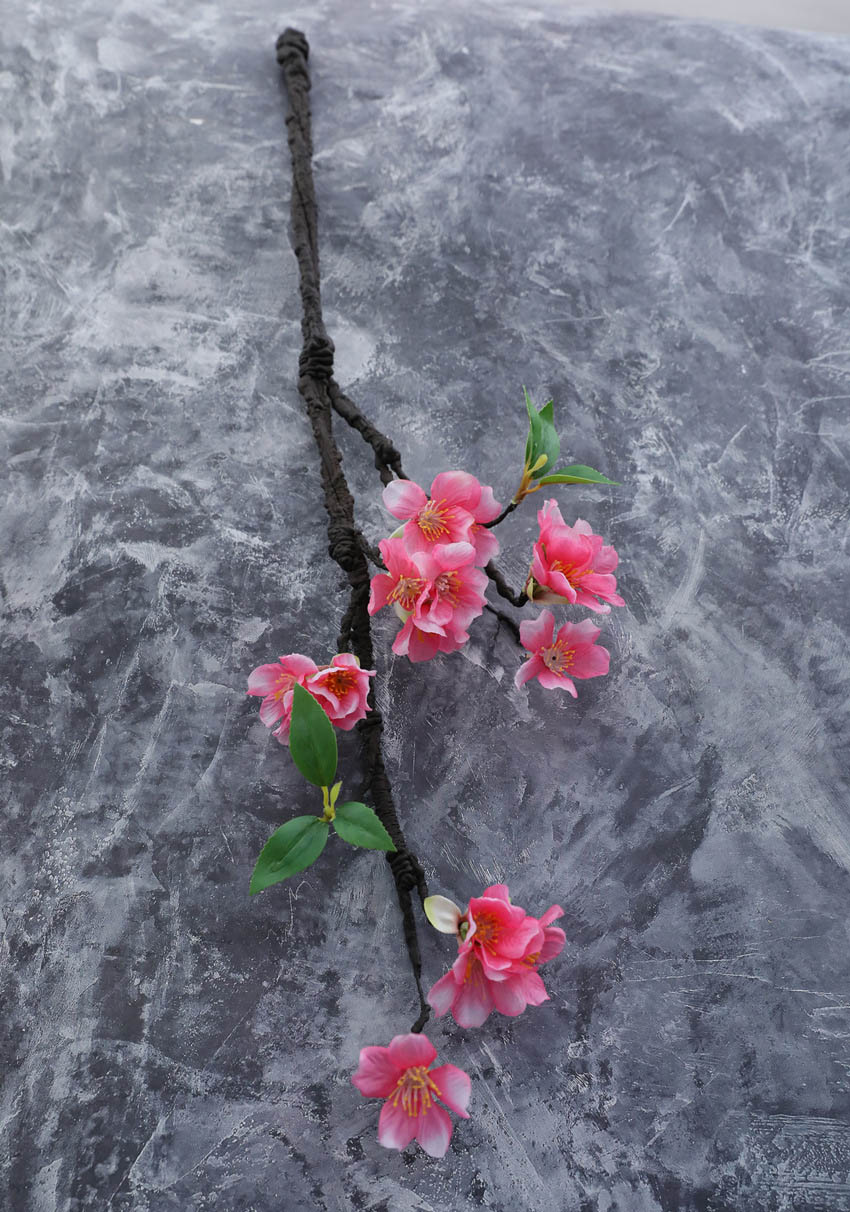 Artificial flower foam branch small cherry blossom Fuchsia