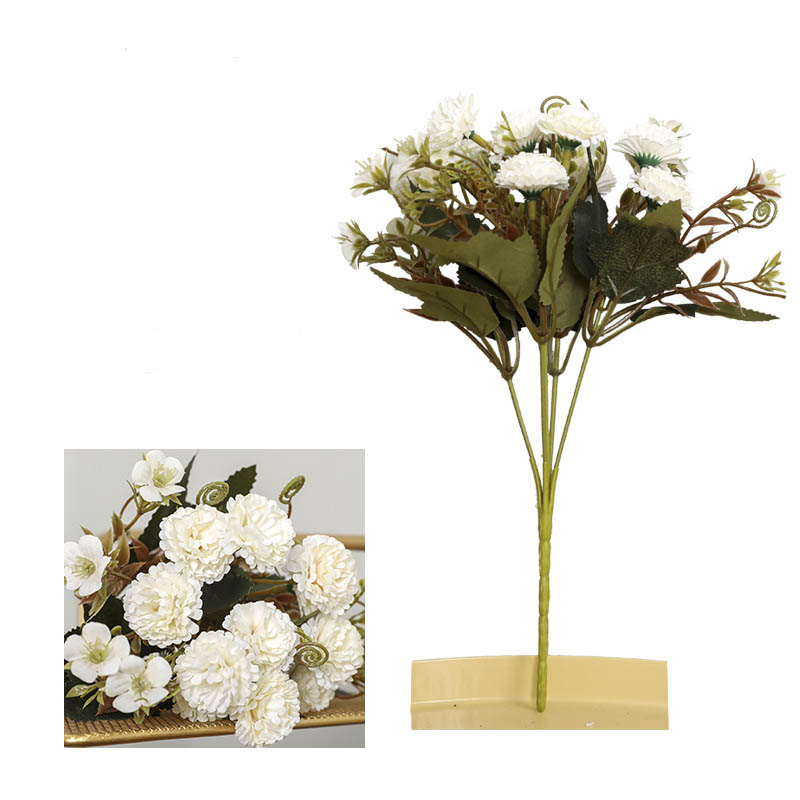 aritificial 5-fork carnation bouquet Color:White