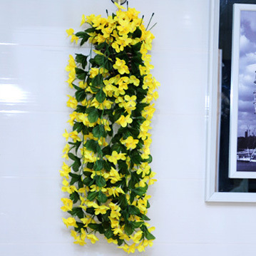 Simulated Violet Wall Hanging Fake Flower Yellow