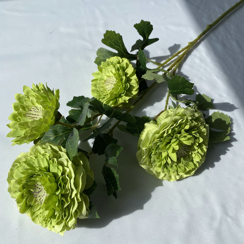 small  Marigold artificial flowers 2 large flowers Green