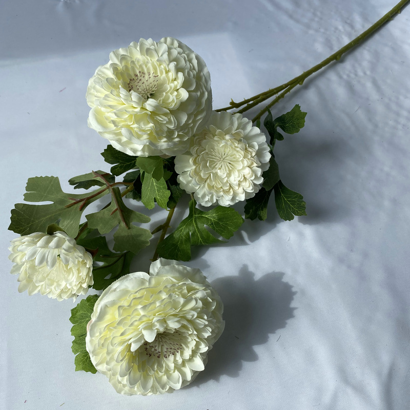 small  Marigold artificial flowers 2 large flowers Milky White