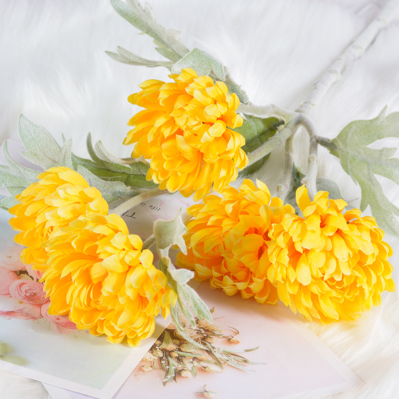 Peony cosmos artificial flower single long stem pineapple chrysanthemum Yellow