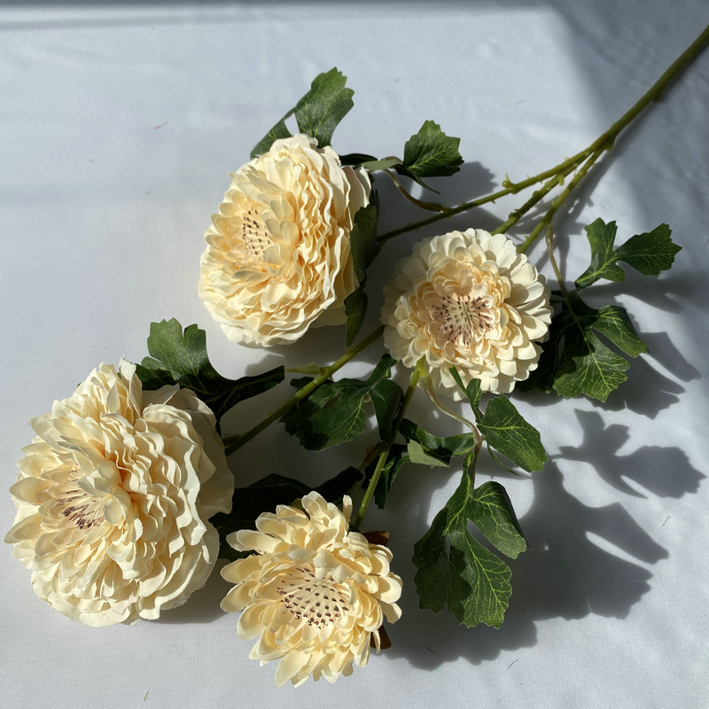 small  Marigold artificial flowers 2 large flowers Champagne