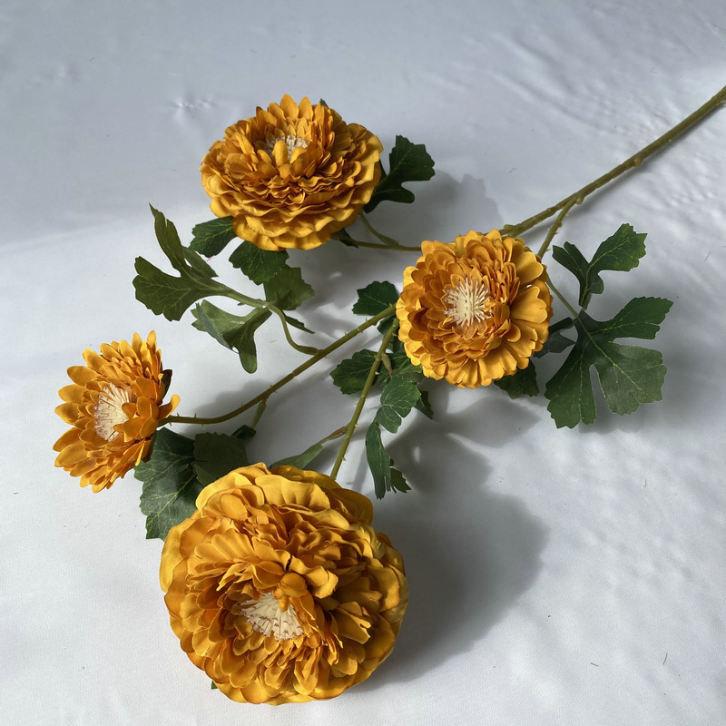 small  Marigold artificial flowers 2 large flowers Color:Dark Yellow