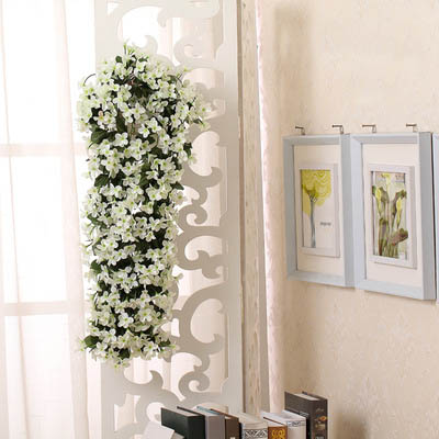 Simulated Violet Wall Hanging Fake Flower White