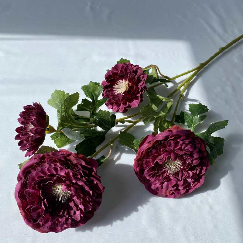 small  Marigold artificial flowers 2 large flowers Color:Amaranth