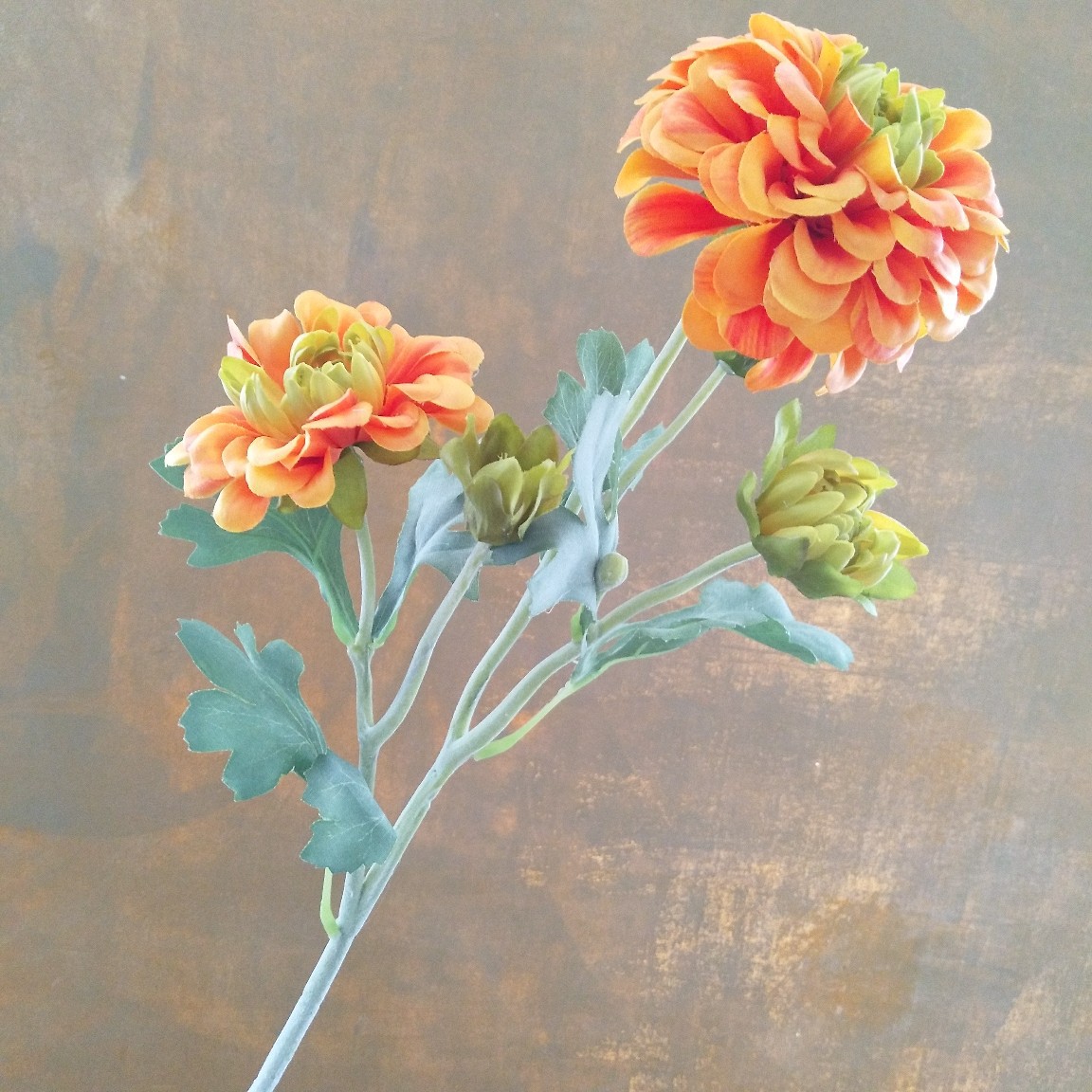 5-head hand-touched marigold dahlias artificial flower Orange