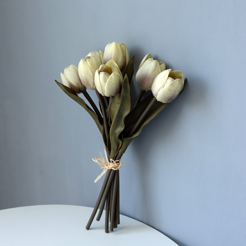 Morandi color light luxury PU tulip artificial flower Autumn Grey