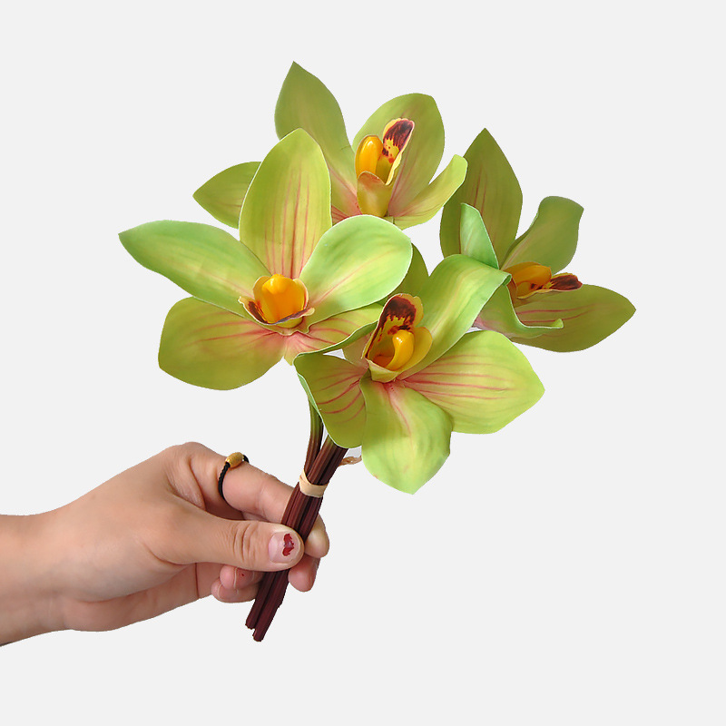 Aritificial bouquet of cymbidium orchids 3D printed silk flowers Green