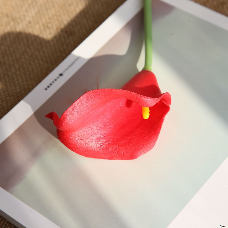 PU material mini calla lily home artificial flower  fake flower Color:Red