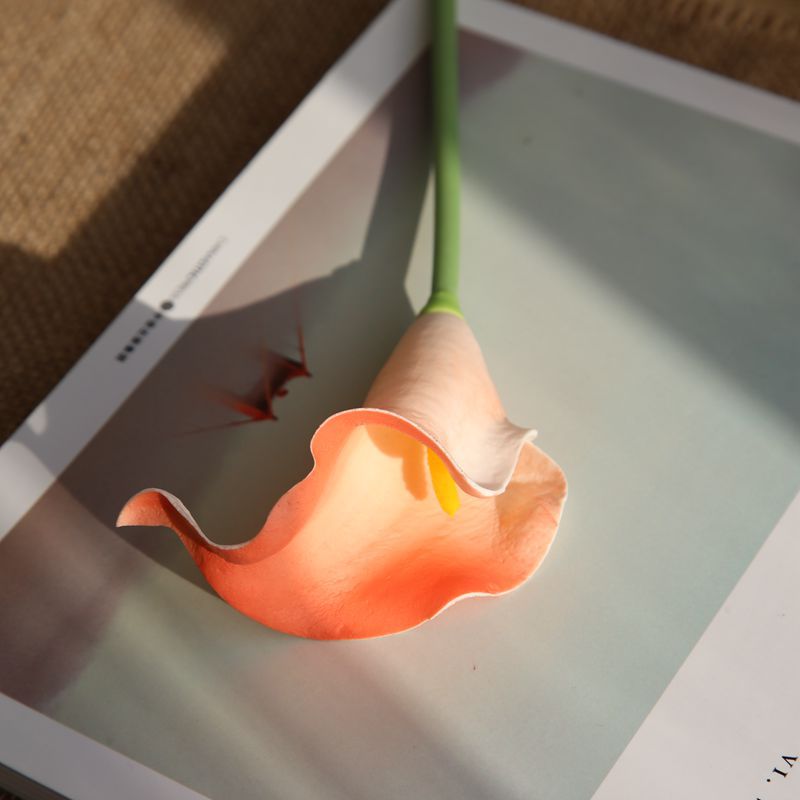 PU material mini calla lily home artificial flower  fake flower Color:Coral