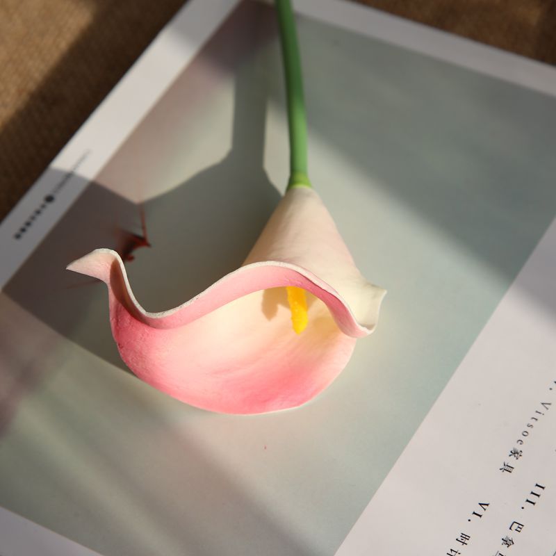 PU material mini calla lily home artificial flower  fake flower Color:Light Pink