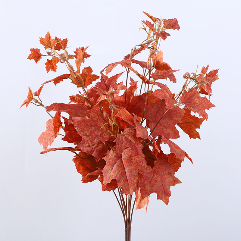 Artificial Maple Leaf ation American Maple Leaf Bouquet Simulated Flowers Color:Orange Red