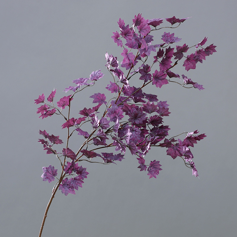 Simulated leaves, single Norwegian maple leaves, simulated green plants, simulated maple branches, home  s Purple