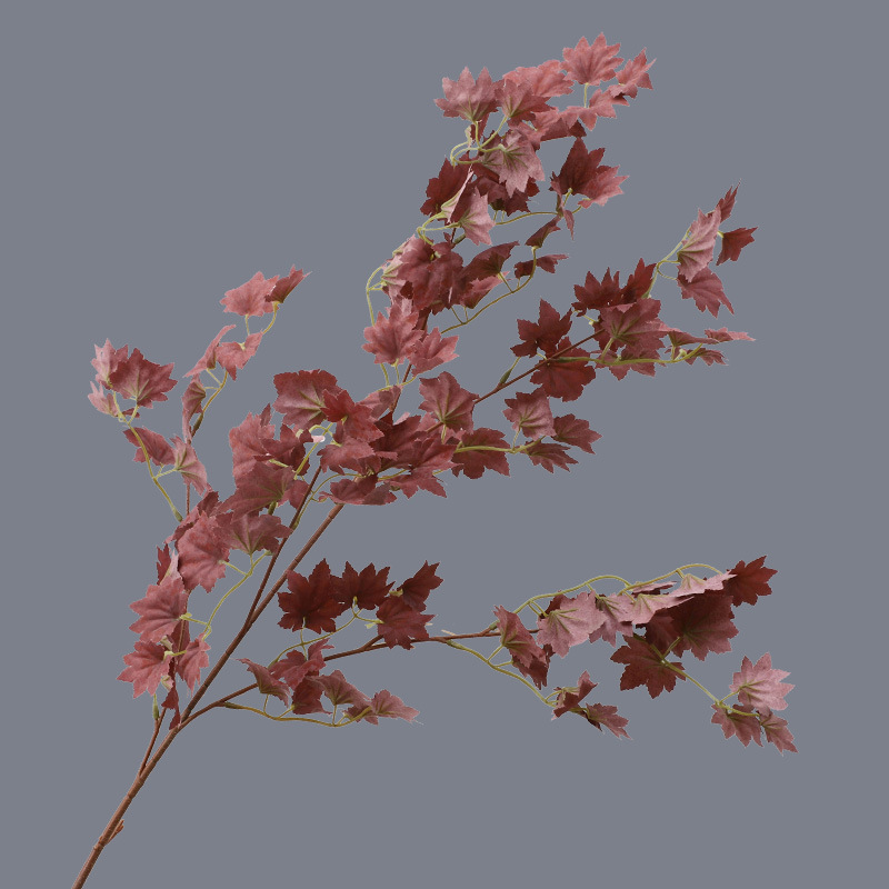 Simulated leaves, single Norwegian maple leaves, simulated green plants, simulated maple branches, home  s Color:Snowflake Red