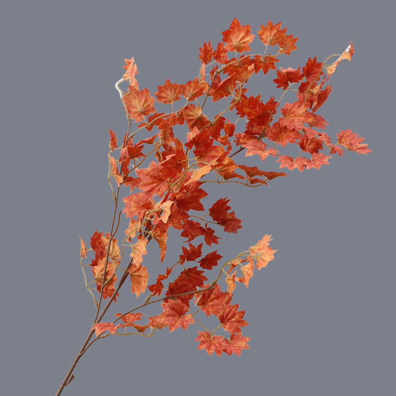 Simulated leaves, single Norwegian maple leaves, simulated green plants, simulated maple branches, home  s Color:Orange