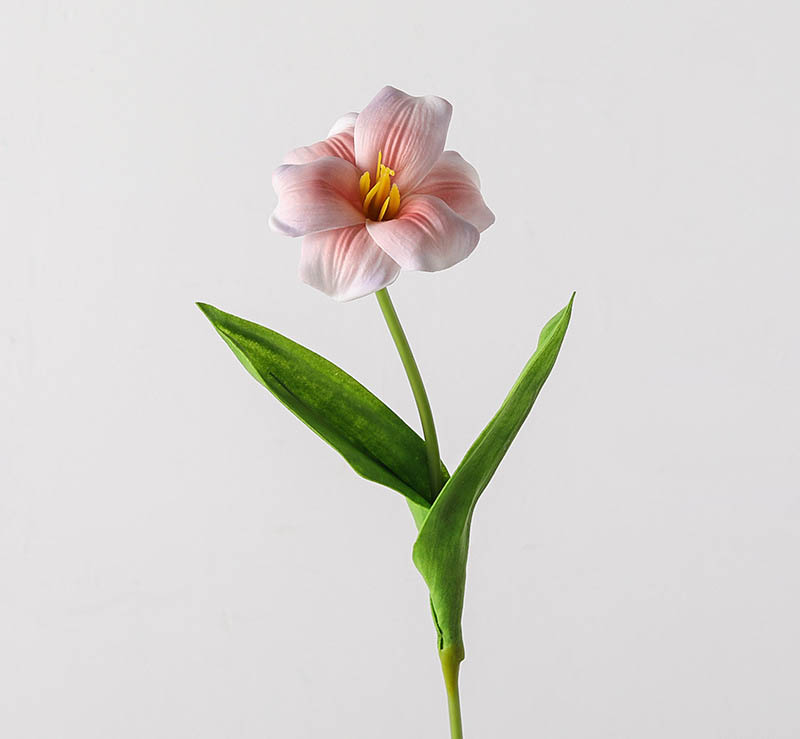 artificial tulips with flip-petal , PU hand-feel large flowers with leaves Pink