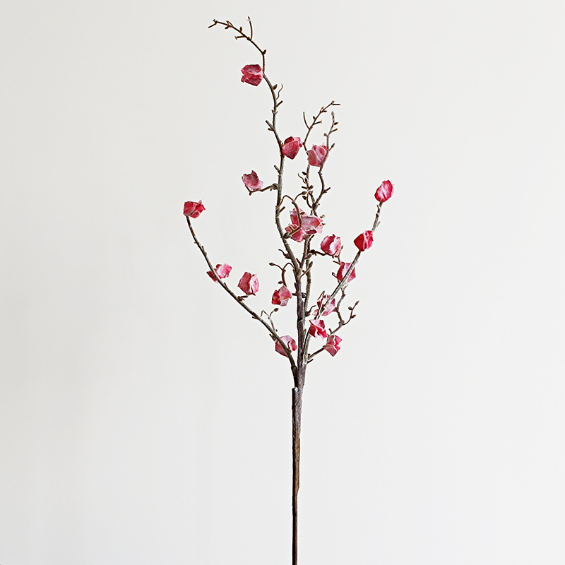 Frosted dried flowers with dead branches in winter Color:Fuchsia