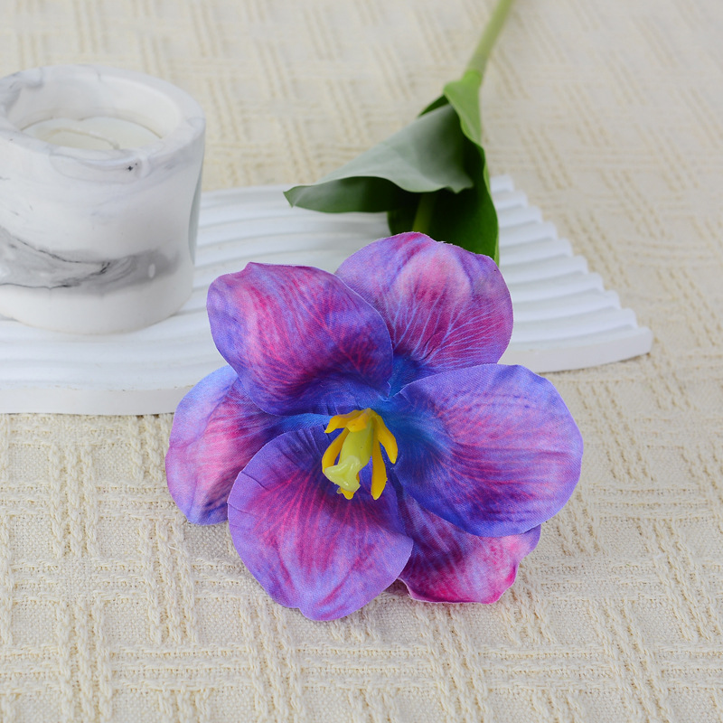 Flip-petal tulip artificial flower, hand-feeling large tulip silk flower Color:Bluish Violet