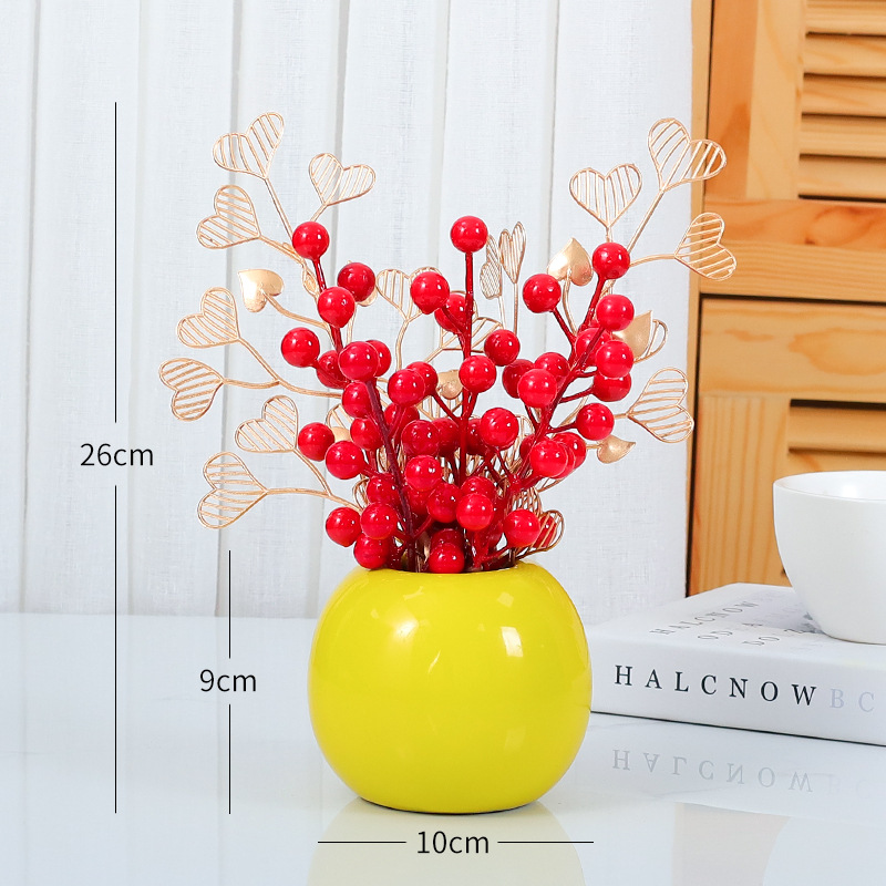 Fortune fruit artificial flower ation, red fruit fake flower Red & Yellow