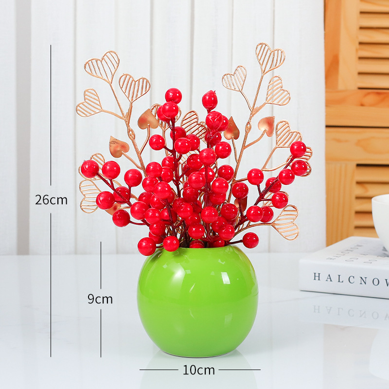 Fortune fruit artificial flower ation, red fruit fake flower Color:Red & Green