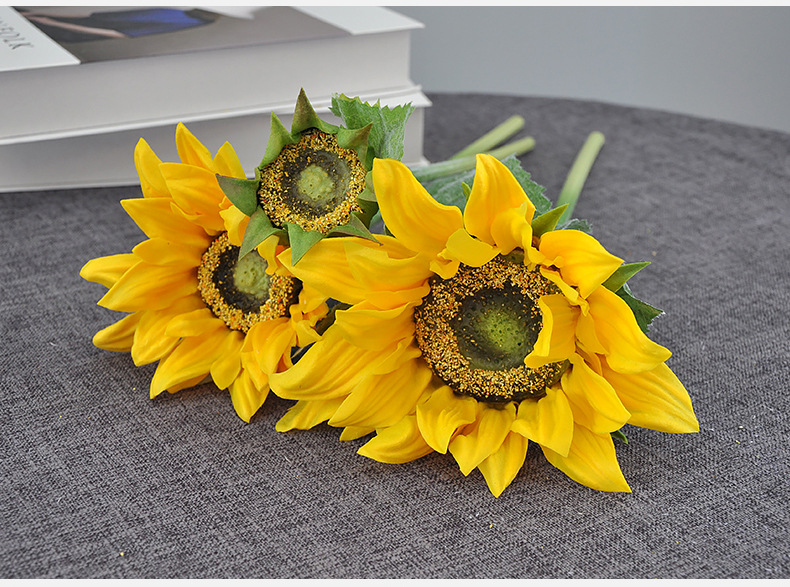 Artificial Sunflower bouquet, hand-feel PU artificial sunflower Yellow