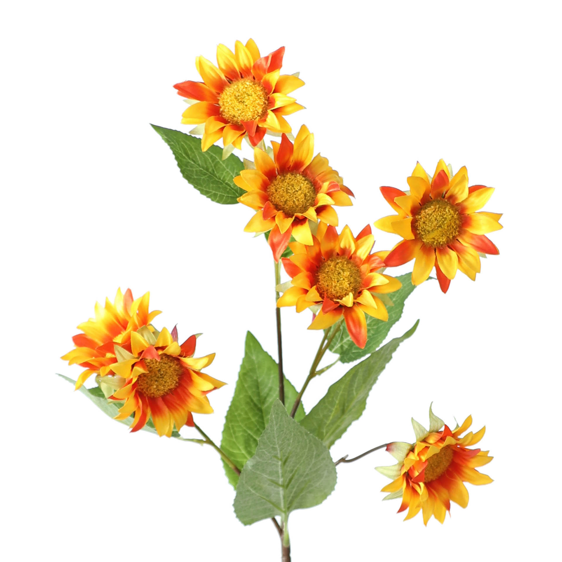 Simulated 7-head sunflower bouquet, fake flowers ation, artificial silk sunflowers Orange