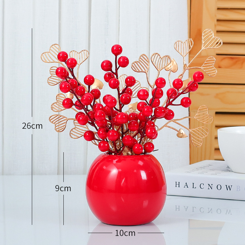 Fortune fruit artificial flower ation, red fruit fake flower