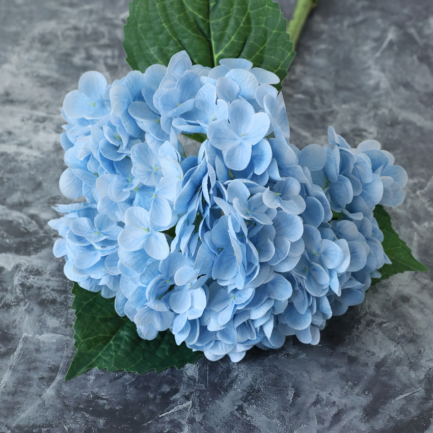 3D hand-feeling moisturizing large hydrangea artificial flowers Color:Light Blue