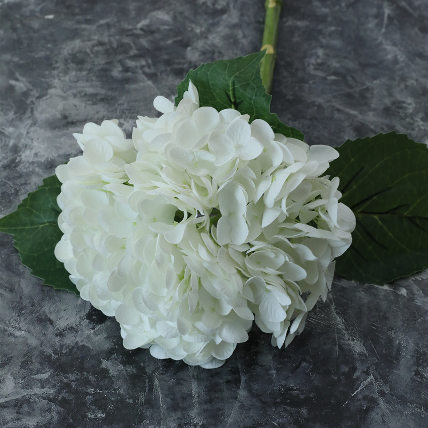 3D hand-feeling moisturizing large hydrangea artificial flowers Color:White