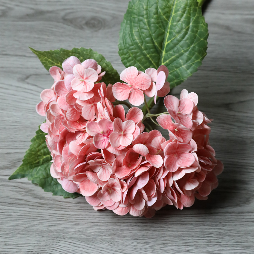 3D hand-feeling moisturizing large hydrangea artificial flowers Color:Peach Pink