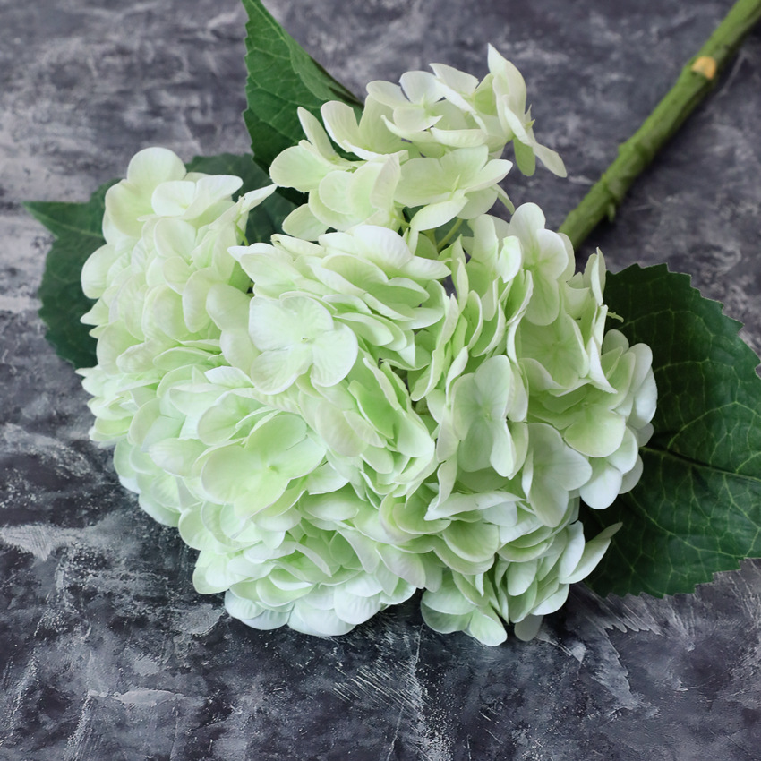 3D hand-feeling moisturizing large hydrangea artificial flowers Color:Light Green