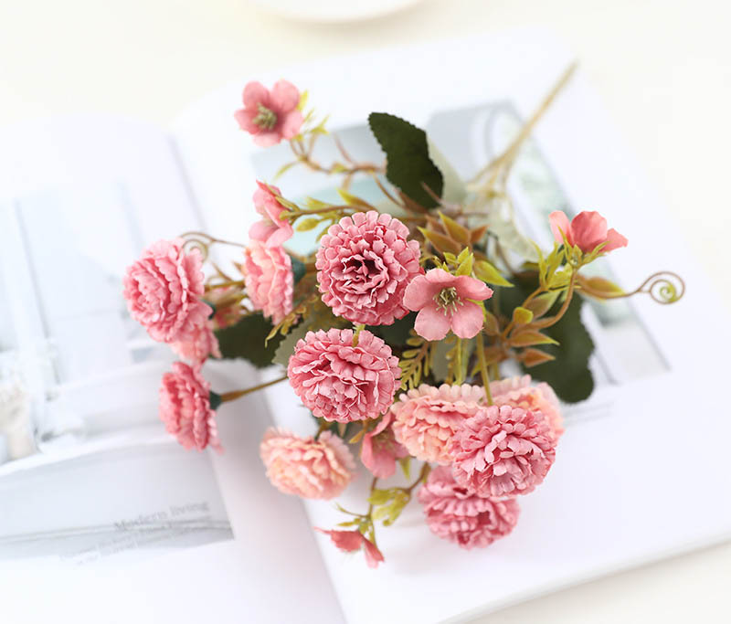 5-pronged simulated carnations, fake flowers for ation Color:Pink