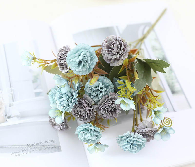 5-pronged simulated carnations, fake flowers for ation Blue