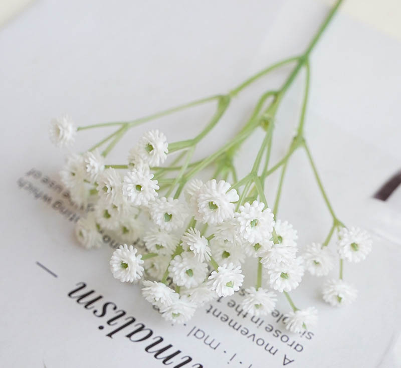 Mini single-branch Austin baby's breath artificial green plant, desktop ornaments, baby's breath fake flower photography props White