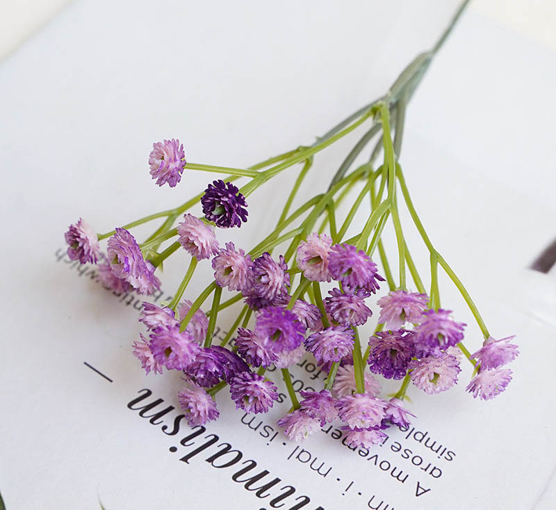 Mini single-branch Austin baby's breath artificial green plant, desktop ornaments, baby's breath fake flower photography props Purple