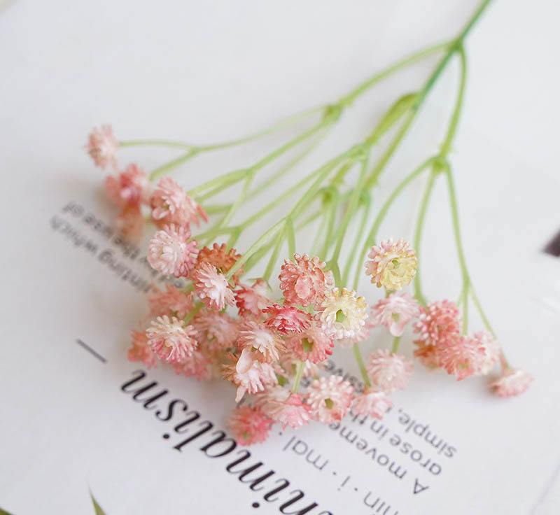 Mini single-branch Austin baby's breath artificial green plant, desktop ornaments, baby's breath fake flower photography props Pink