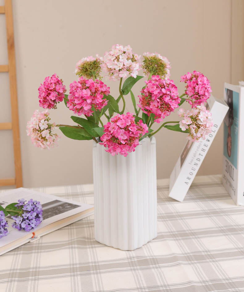 Simulated single branch Chinese wood hydrangea Snowball home hotel table  ornaments Artificial hydrangea flower arrangement