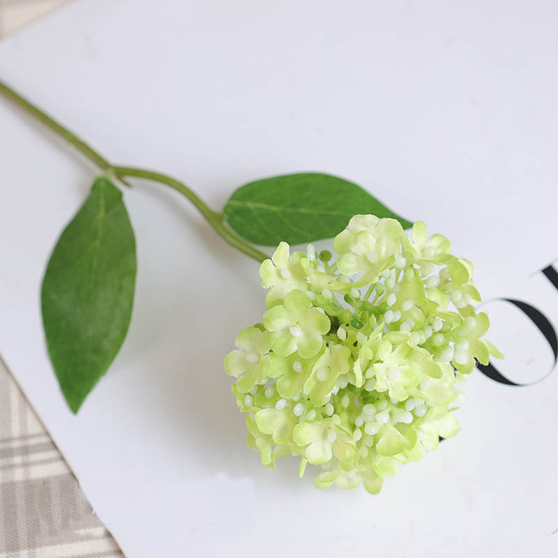 Simulated single branch Chinese wood hydrangea Snowball home hotel table  ornaments Artificial hydrangea flower arrangement Color:Green