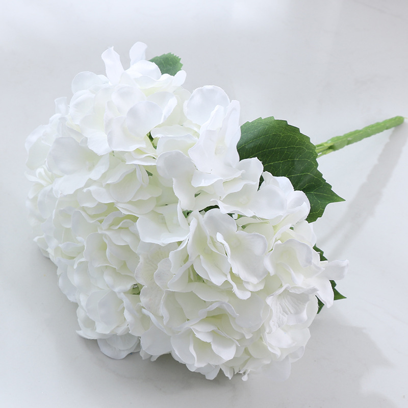 5-head hydrangea silk flower ation  fake flowers 5-pronged artificial hydrangea flower arrangement Color:White