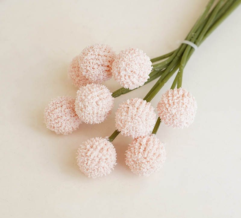 Plastic artificial flower 9-head bunched ball chrysanthemum, auditorium  fake flower dandelion, artificial flower table tennis chrysan Light Pink