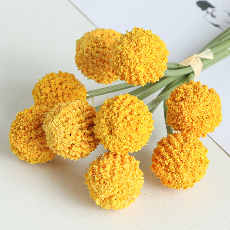 Plastic artificial flower 9-head bunched ball chrysanthemum, auditorium  fake flower dandelion, artificial flower table tennis chrysan Orange