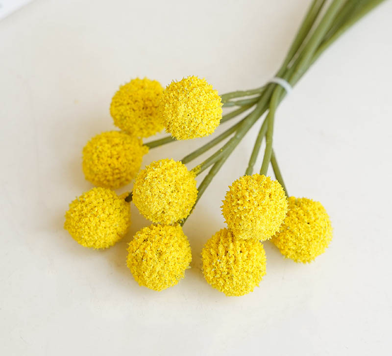 Plastic artificial flower 9-head bunched ball chrysanthemum, auditorium  fake flower dandelion, artificial flower table tennis chrysan Yellow