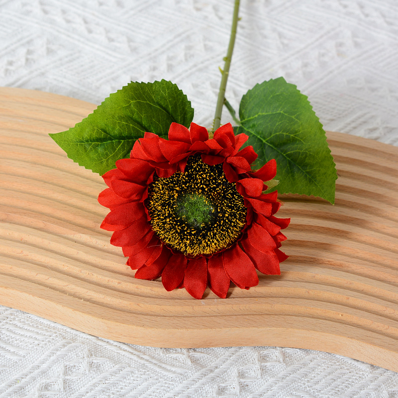 Artificial sunflower ation flower, sunflower fake flower arrangement, silk flower photography props Red