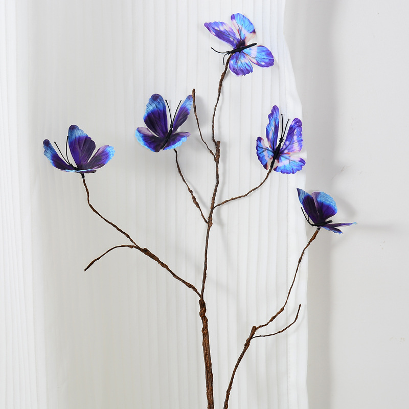 Artificial tree branches, dead branches, butterfly flower arrangement  Blue