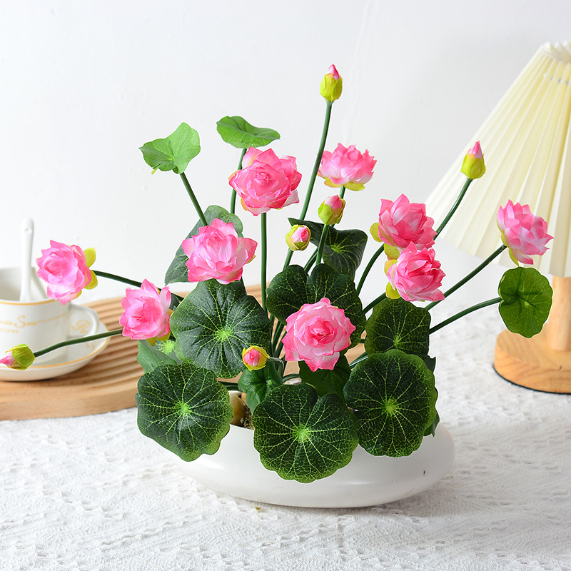 Simulated small lotus, small lotus fake flower ation, water lily fish tank ornaments  ative flowers